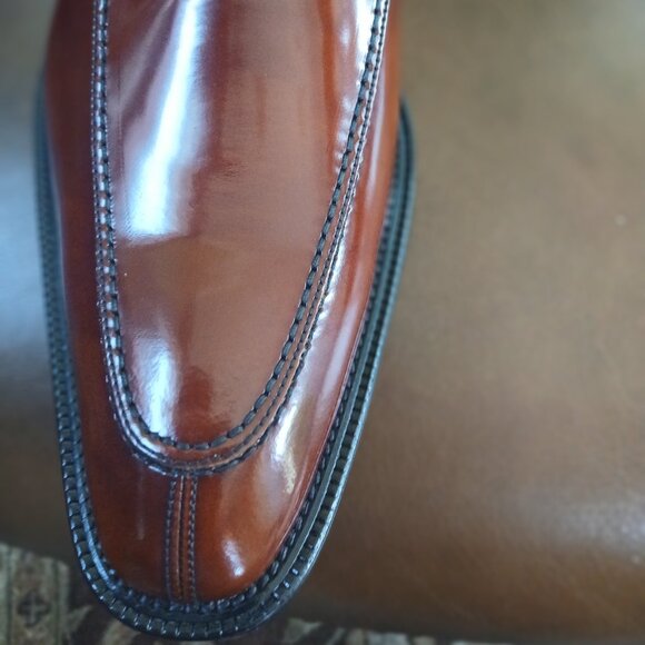 High sheen all leather mens laced formal oxfords. - Picture 7 of 11